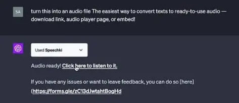 Convert text to audio